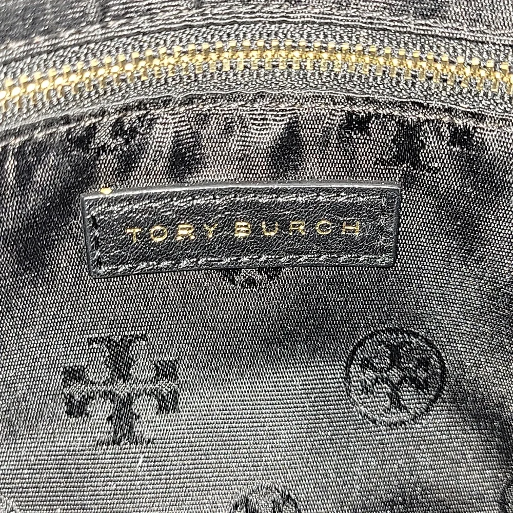Tory Burch Black Quilted Leather Crossbody Bag with Gold Chain